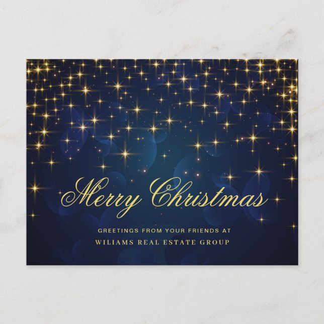 Golden Sparkle Weihnachtsstars Unternehmensgrüße Postkarte (Vorderseite)