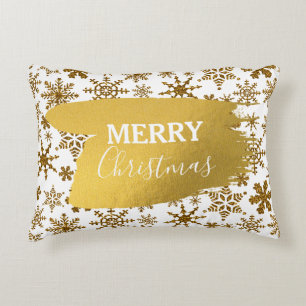 Golden Sparkling Snow Frohe Weihnachten Dekokissen