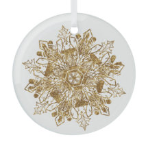 Golden Sparkling Snowflake Weihnachtsglas