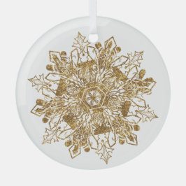 Golden Sparkling Snowflake Weihnachtsglas Ornament Aus Glas