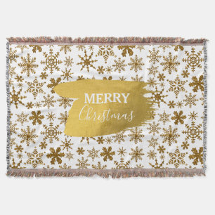 Golden Sparkling Snowflakes Frohe Weihnachten Decke