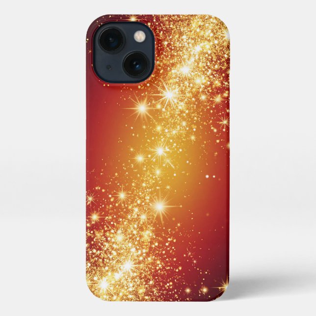 Golden Sparkling Stars iPhone Hülle (Rückseite)