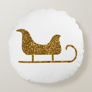 Golden Sparkling Weihnachten Rundes Kissen