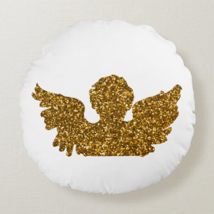 Golden Sparkling Weihnachtsgel Rundes Kissen