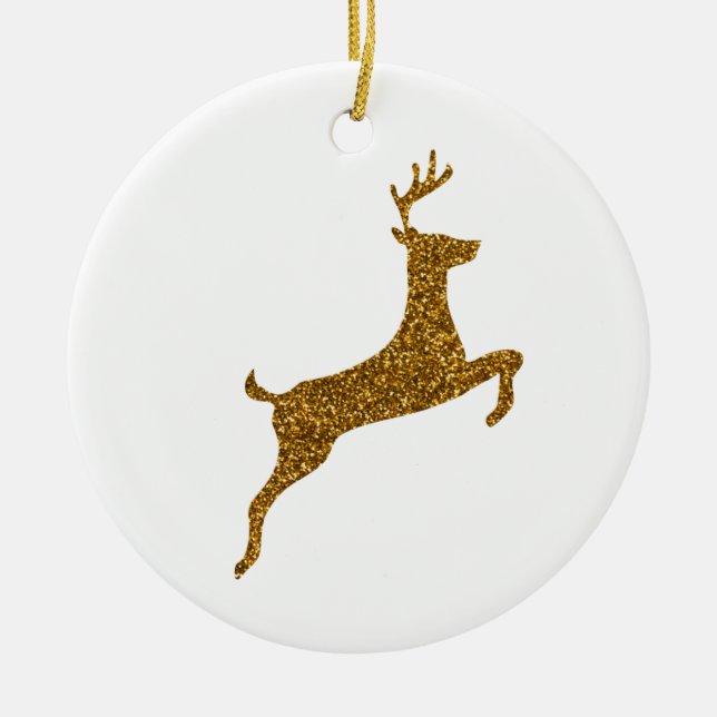 Golden Sparkling Weihnachtsmann Keramik Ornament (Vorne)
