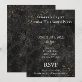 Golden Spider Web Extravagantes Halloween-Party Einladung