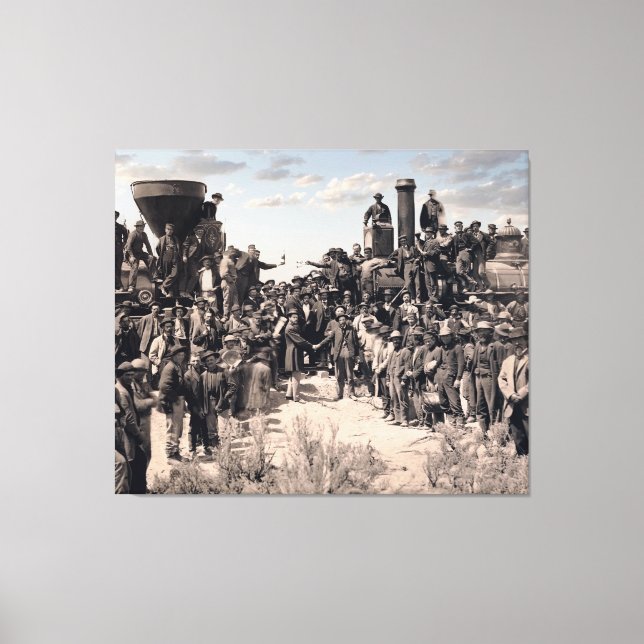 Golden Spike Railroad Zeremonie 1869 Leinwanddruck (Vorderseite)