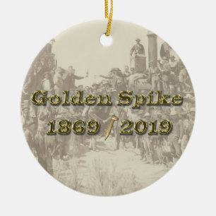 Golden Spike Transcontinental Eisenbahn Sesquincen Keramik Ornament