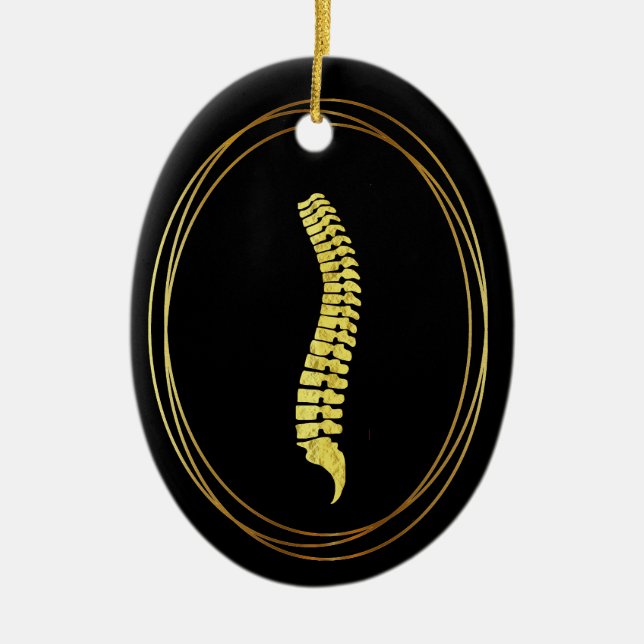 Golden Spine Silhouette Weihnachten Keramik Ornament (Vorne)