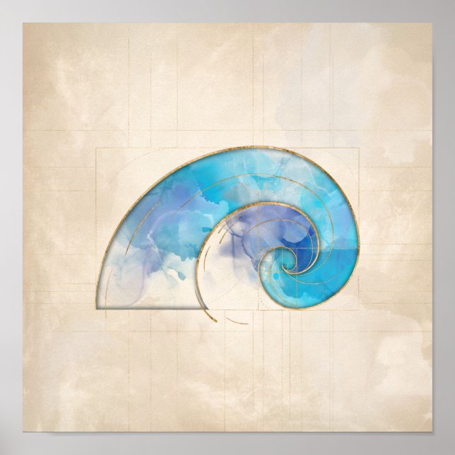 Golden Spiral - Wasserfarbe Poster (Vorne)