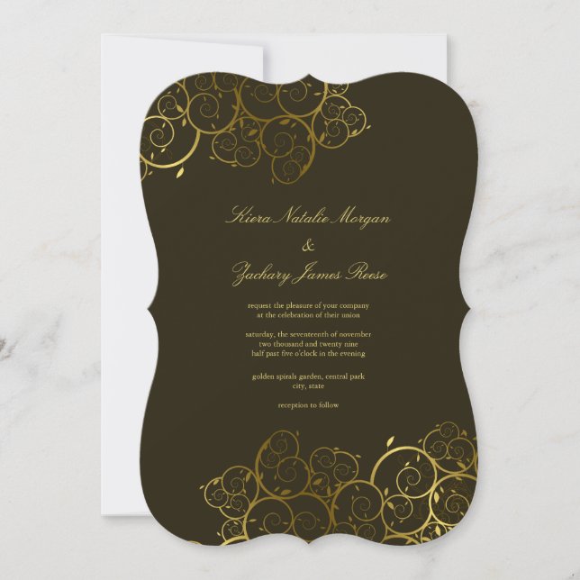 Golden Spirals Einladung zur Hochzeit (Vorderseite)