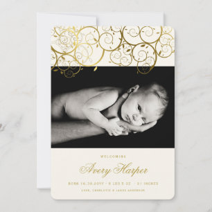 Golden Spirals New Baby Foto Geburtserklärung Ankündigung