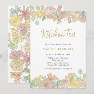 Golden Spring floral Cuisine Tea Party Invitation