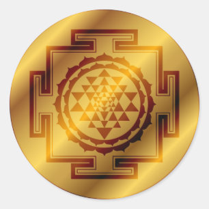Golden Sri Yantra Runder Aufkleber