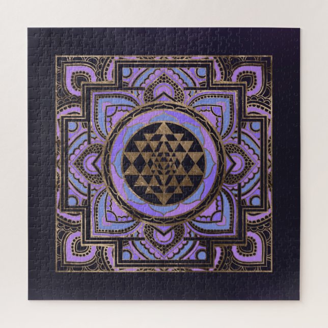 Golden Sri Yantra / Sri Chakra in Pastelllotus (Vertikal)
