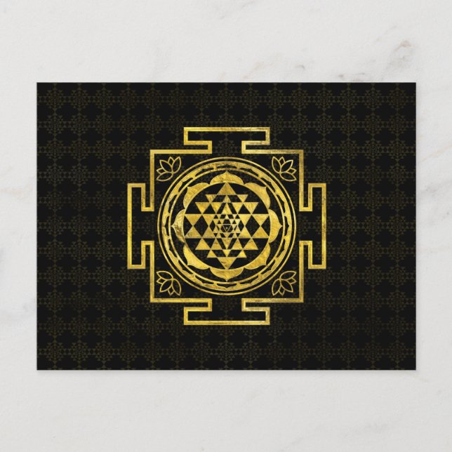 Golden Sri Yantra / Sri Chakra Postkarte (Vorderseite)