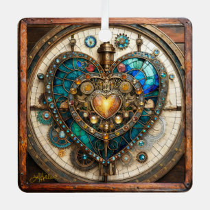 Golden Stained Glass Heart Steampunk-Serie Ornament Aus Metall