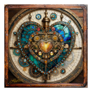 Golden Stained Glass Heart Steampunk-Serie Poster