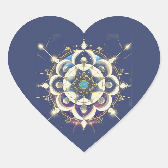 Golden Star Alignment – A Sacred Geometry Universe Herz-Aufkleber (Vorderseite)