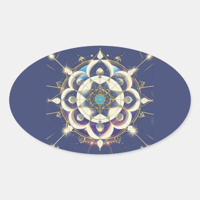 Golden Star Alignment – A Sacred Geometry Universe Ovaler Aufkleber (Vorderseite)