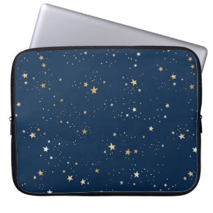 Golden Star auf Blauem Nachtmuster Laptopschutzhülle