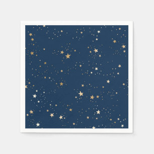 Golden Star auf Blauem Nachtmuster Serviette