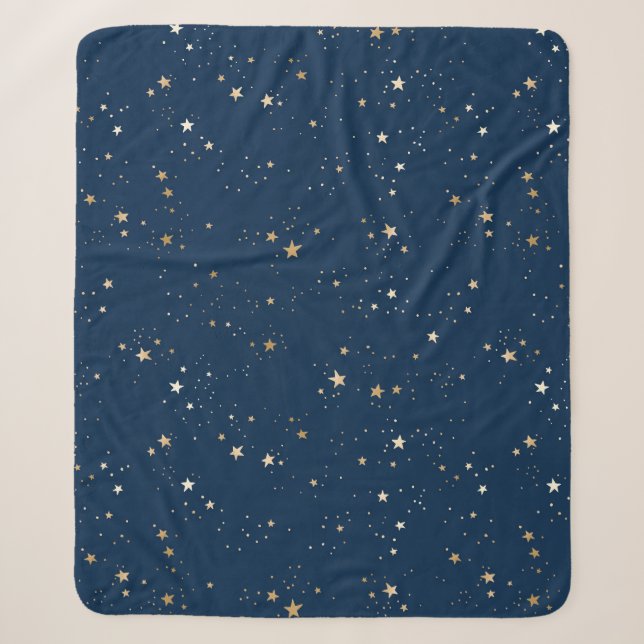 Golden Star auf Blauem Nachtmuster Sherpadecke (Vorderseite)