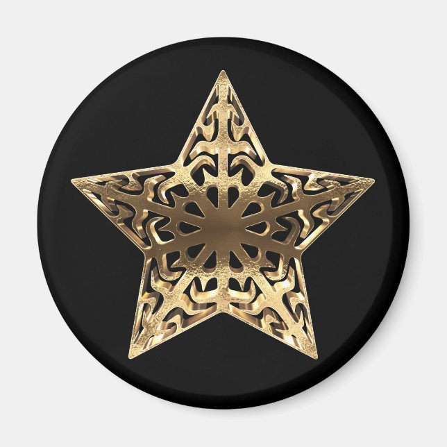 Golden Star Black and Gold Elegante Metallic Magnet (Vorne)