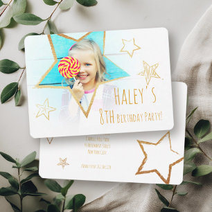 Golden Star Fun Foto Geburtstagsparty Einladung