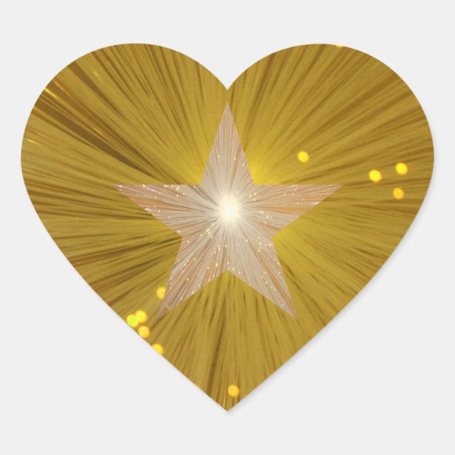 Golden Star Sterne-Sternenherz Herz-Aufkleber (Vorderseite)