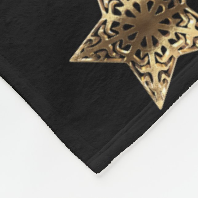 Golden Star Streifenmuster Schwarz und Gold Fleecedecke (Ecke)