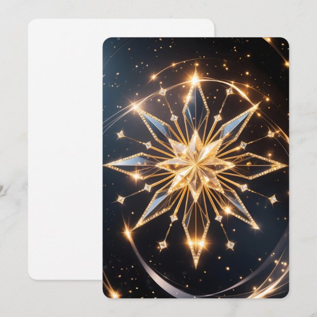 Golden Starburst Holiday Greeting Card Feiertagskarte (Vorne/Hinten)