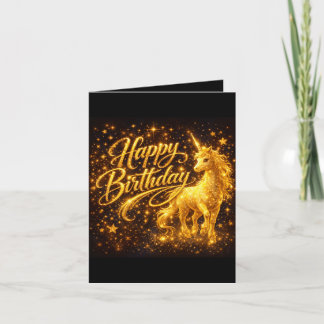 Golden Stardust Birthday — Fantasy Unicorn  Einladung