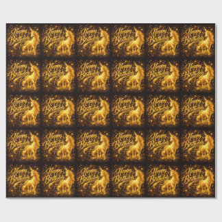 Golden Stardust Birthday — Fantasy Unicorn Geschenkpapier