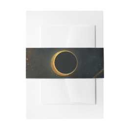 Golden Stardust Eclipse Celestial Wedding Einladungsbanderole