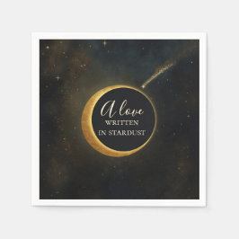 Golden Stardust Eclipse Celestial Wedding Serviette