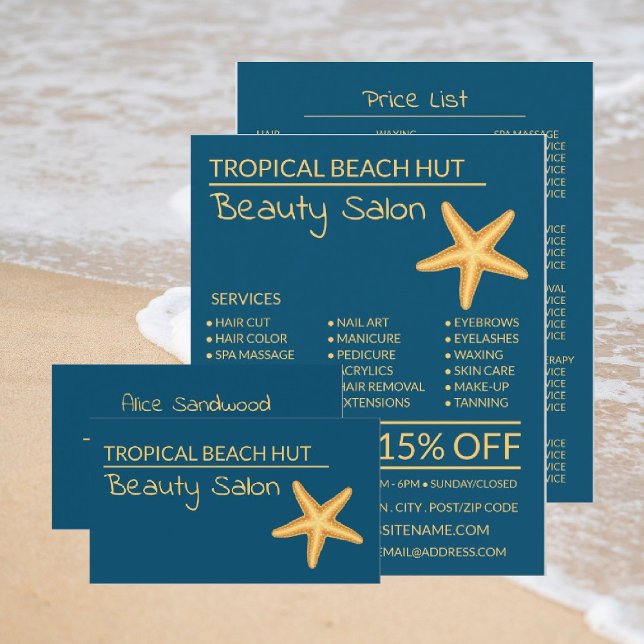 Golden Starfish, Beautician, Schönheitssalon Visitenkarte (Von Creator hochgeladen)