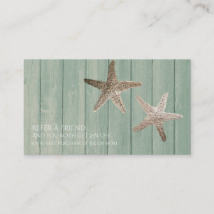 Golden Starfish & Wood Beach Verleih eine Freundsc Empfehlungskarte