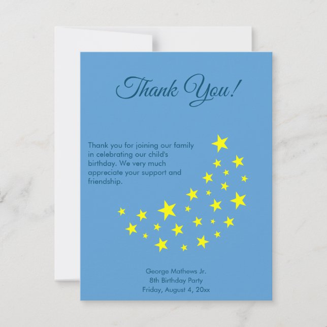 Golden Starry Moon, Picton Blue Birthday Danke (Vorderseite)