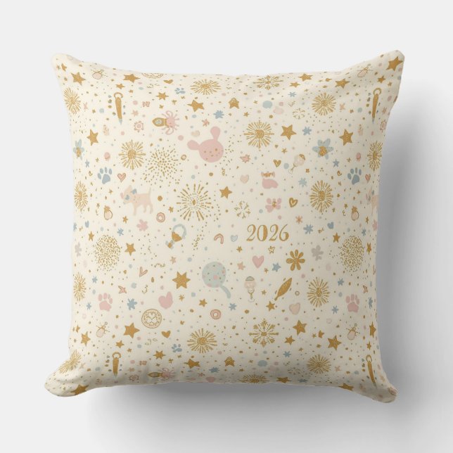 Golden Stars & Celebration 2026 Home Décor Kissen (Vorderseite)