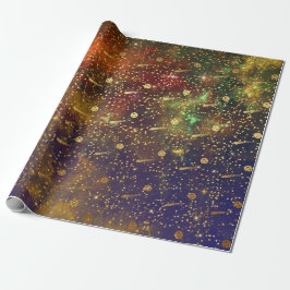 Golden Stars Confetti Celestial Firmament Comets Geschenkpapier