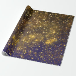 Golden Stars Confetti Celestial Firmament Green Geschenkpapier