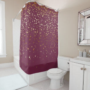 Golden Stars Duschvorhang in Merlot