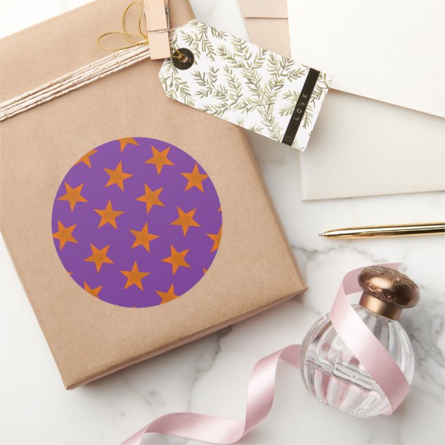Golden Stars Muster 3 Runder Aufkleber (Schenken)