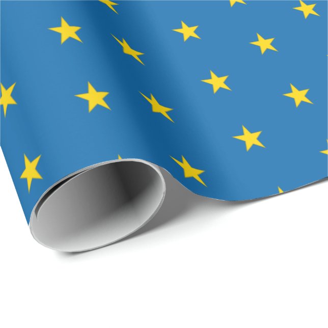 Golden Stars of Excellence on Blue, Simple Pattern Geschenkpapier (Rolleneckpunkt)