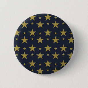 Golden Stars on Navy Blue - Elegant und zeitlos Button