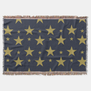 Golden Stars on Navy Blue - Elegant und zeitlos Decke