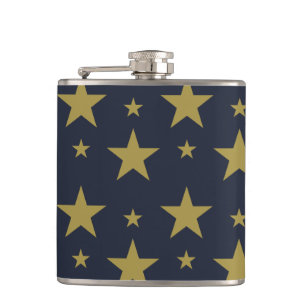Golden Stars on Navy Blue - Elegant und zeitlos Flachmann