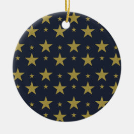 Golden Stars on Navy Blue - Elegant und zeitlos Keramik Ornament