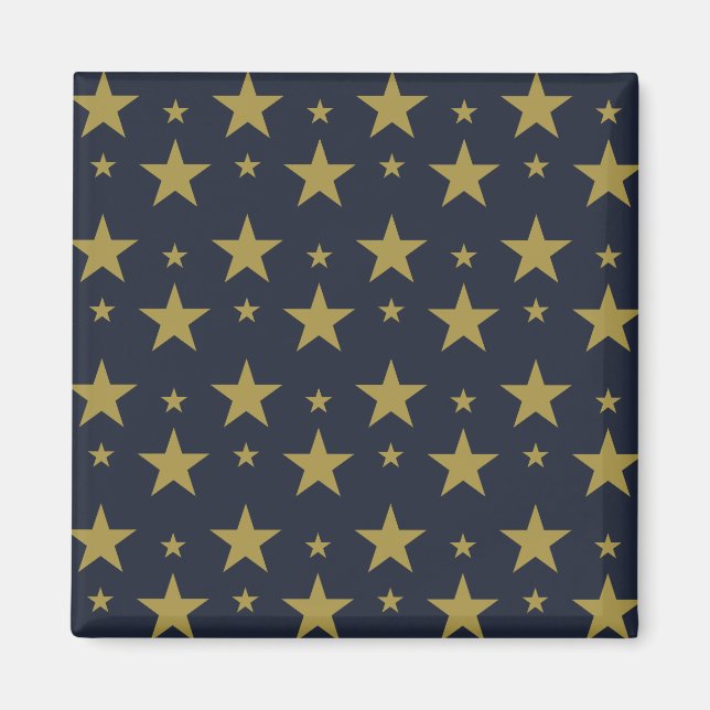Golden Stars on Navy Blue - Elegant und zeitlos Magnet (Vorne)
